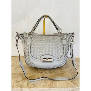 Coach Kristin Woven brown Leather Hobo Crossbody Shoulder Bag Handbag 19312